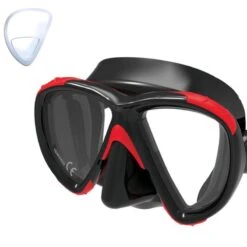 Masque Noir / Rouge Avec Verres Correcteurs Aquatys Papeete
