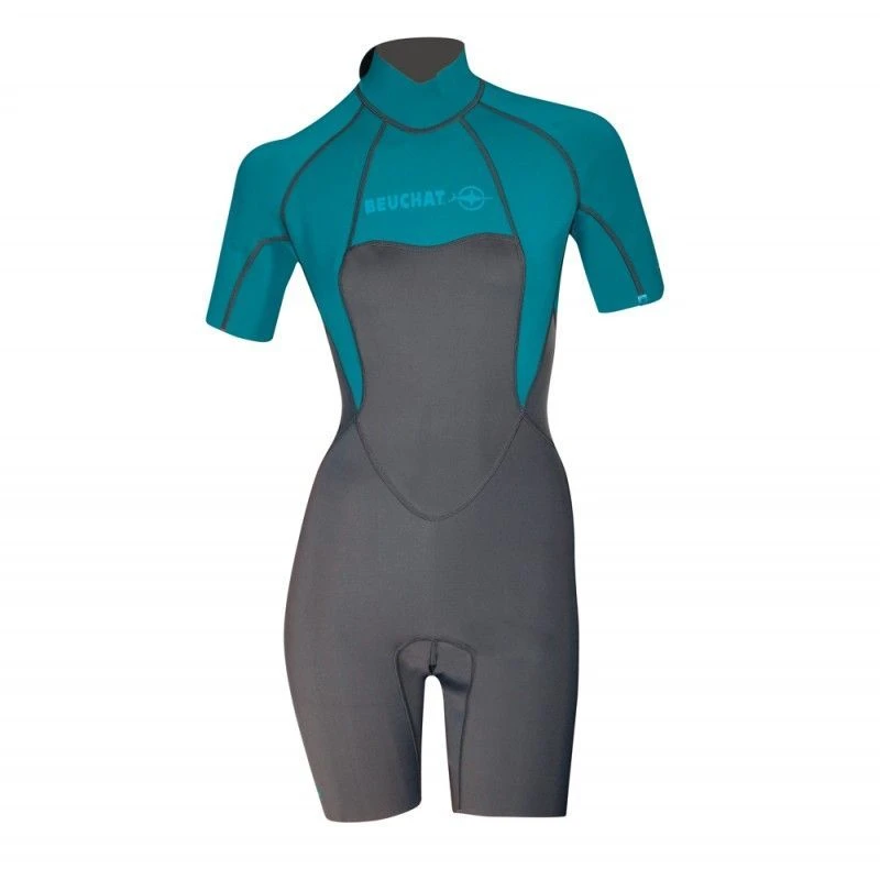 Shorty Femme Beuchat Atoll Backzip Turquoise 2mm 1 Shorty Femme Beuchat Atoll Backzip Turquoise 2mm
